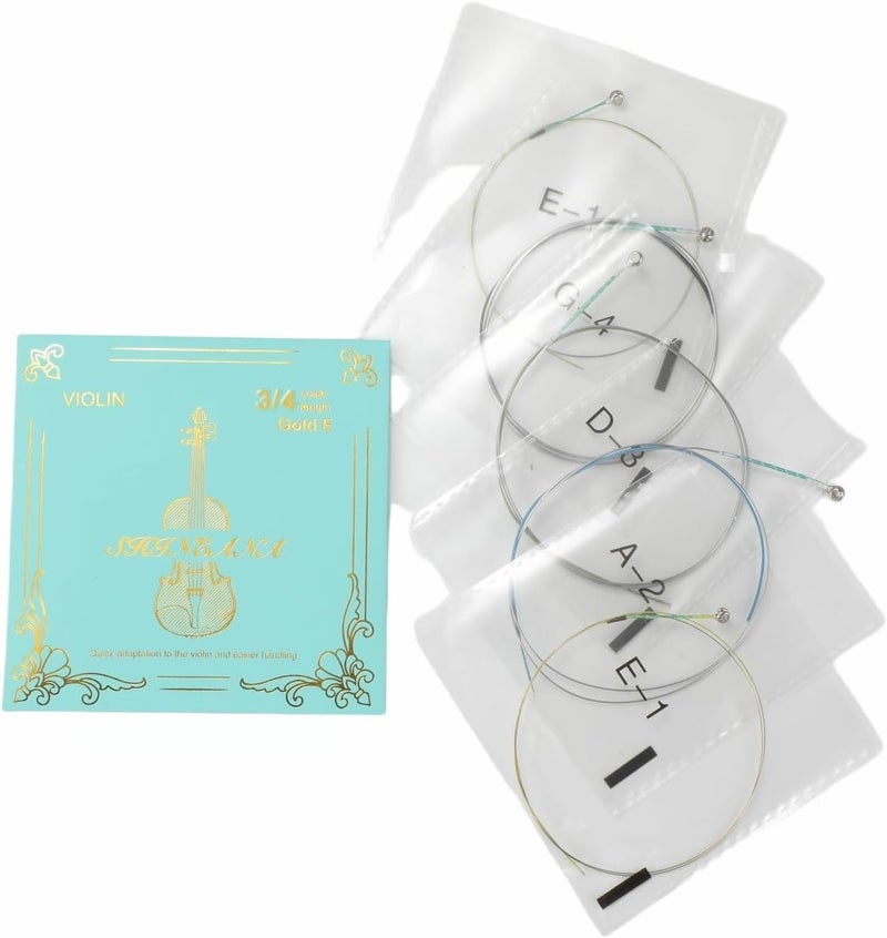 YWYLL Violin Strings Full Set, Violin Strings Replacement, Carbon Steel Core, Medium Tension,Long-Lasting Durability & Rich Tone - For All Levels (3/4 Gold E) - Image 4